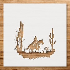Cowboy Themed Home Decor Reusable Plastic Stencil for DIY Crafts - StencilAir