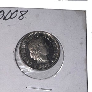 1908 Switzerland 20 Rappen Silver Coin 0.835 Fine KM#21 Helvetia Seated