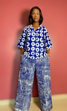 Women's African Print Modern 2pc Top and Pant Size 20 Set