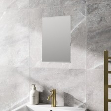 Plain Bathroom Mirror Wall Mounted Modern Bevelled Luxury Frameless Round Square