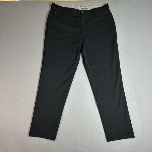 Adidas Mens Golf Pants 38 x30 Black Performance Stretch Flat Front Chino NWOT