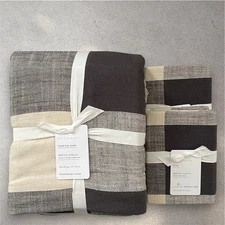 NEW Pottery Barn BRYCE BUFFALO CHECK Duvet King & 2 King Shams Charcoal/Ivory 🎁