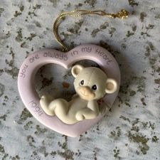Enesco Angel Teddy Bear Heart Figurine You Are Always In My Heart 1994 Christmas