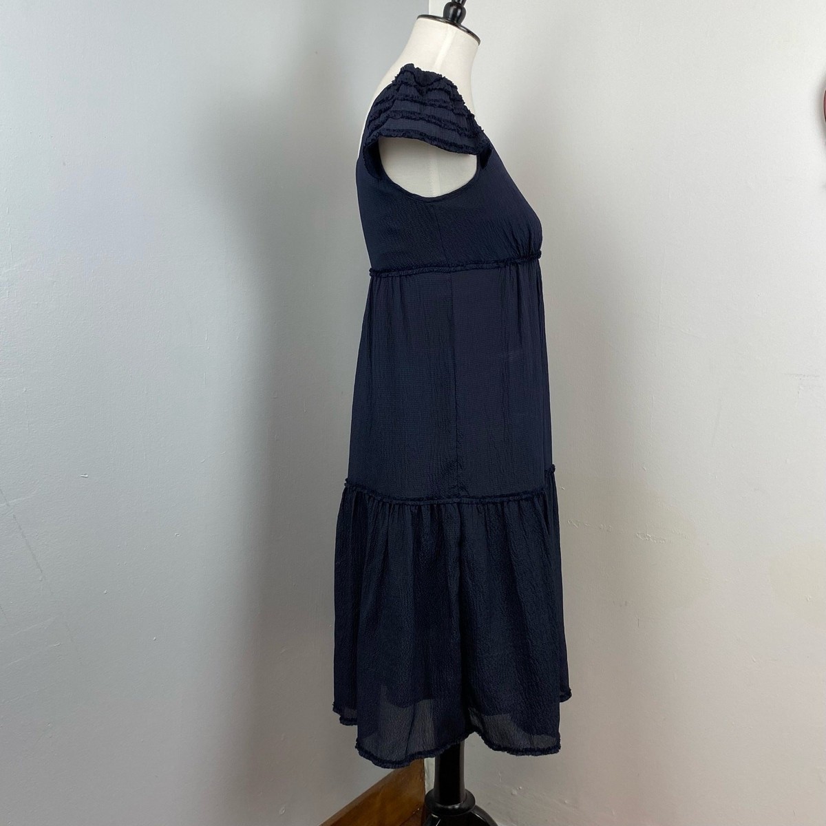 Marc By Marc Jacobs Navy Silk Tiered Babydoll Dress Size 2