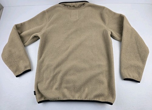 Rip Curl Jumper 1/4 Zip Pullover Deep Pile Fleece Jacket Beige Zipped Pockets - Picture 7 of 9