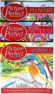 Picture Perfect Colouring Books 43 Drawings Animals Flowers Patterns Anti Stress