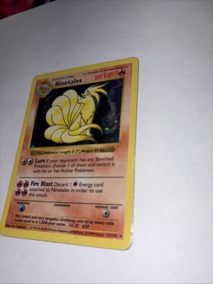 Pokemon Shadowless Ninetales Holo 12/102 No Attack Damage ERROR