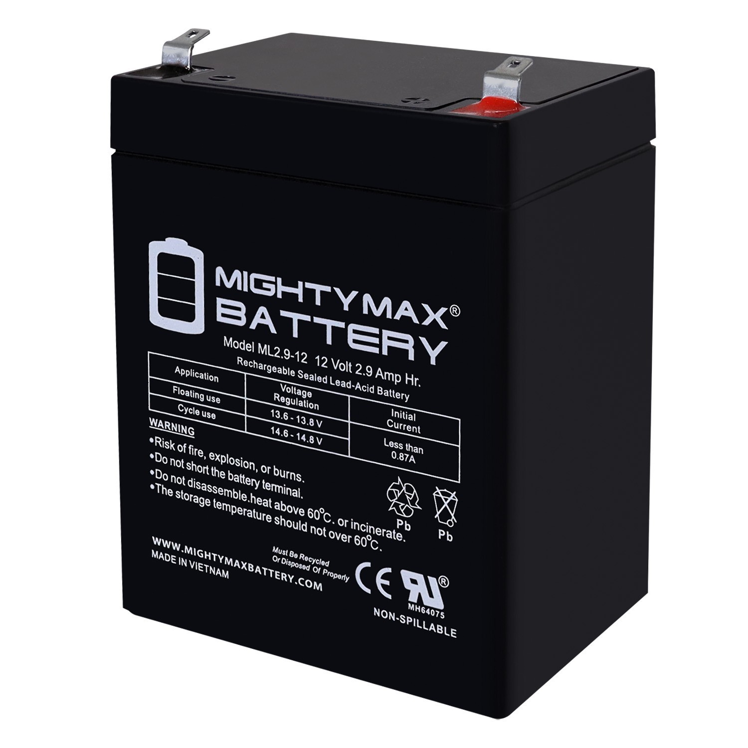 Mighty Max 12V 2.9AH F1 SLA Battery Compatible With Consent GS12V2.8AH