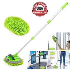 2-in-1 Car Wash Mop Mitt 44" Long Handle Chenille Microfiber Car Wash Dust Brush