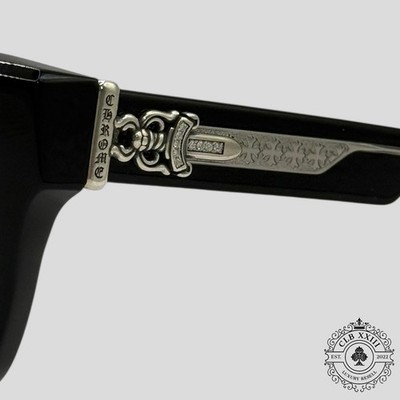 Chrome Hearts Diamond Embellished Box Officer Sunglasses in Black
