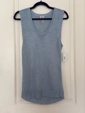 DKNY New York Donna Karan City Sleeveless shirt Tank Top Baby Blue Large NWT