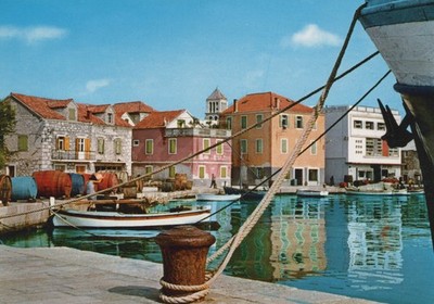 Alte Ansichtskarte Vodice Duhan Split Hafen ungelaufen