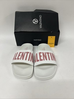 Mario Valentino Spa IRIDE White and pink slippers slides Size 9