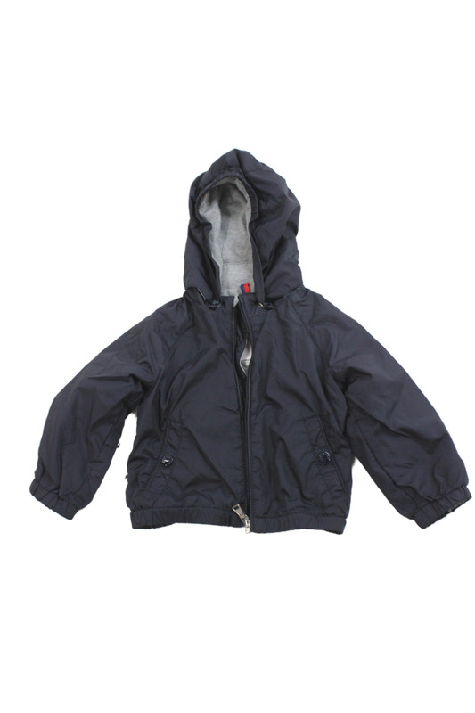 Moncler Boys Long Sleeve Front Zip Lightweight Hooded Jacket Navy Size 9-12M