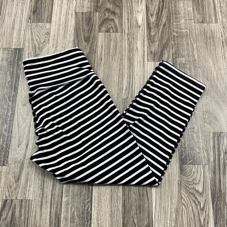 Leggings capri a rayas negras/blancas elásticos cintura elástica ATHLETA para mujer talla XS Foto 2 de 4