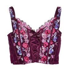 Victoria's Secret Floral Embroidered Lace-Up Corset Bra Top Size XS