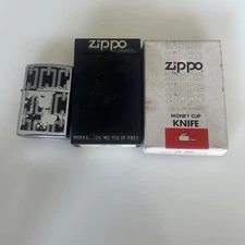 Zippo Money Clip Knife 2 Pieces Leather Springloaded Used