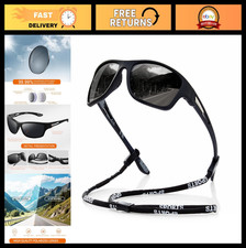 Polarized Sports Sunglasses for Men - UV400 Protection, Wrap Around Goggles for