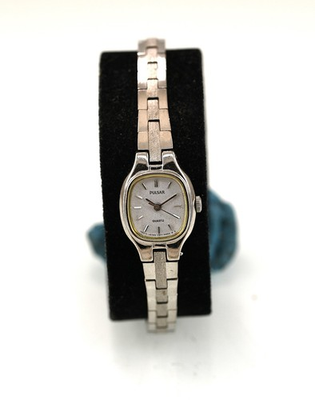 #ad Pulsar Watch Women Silver Stainless Steel Water Resistant Battery White Quartz $29.71