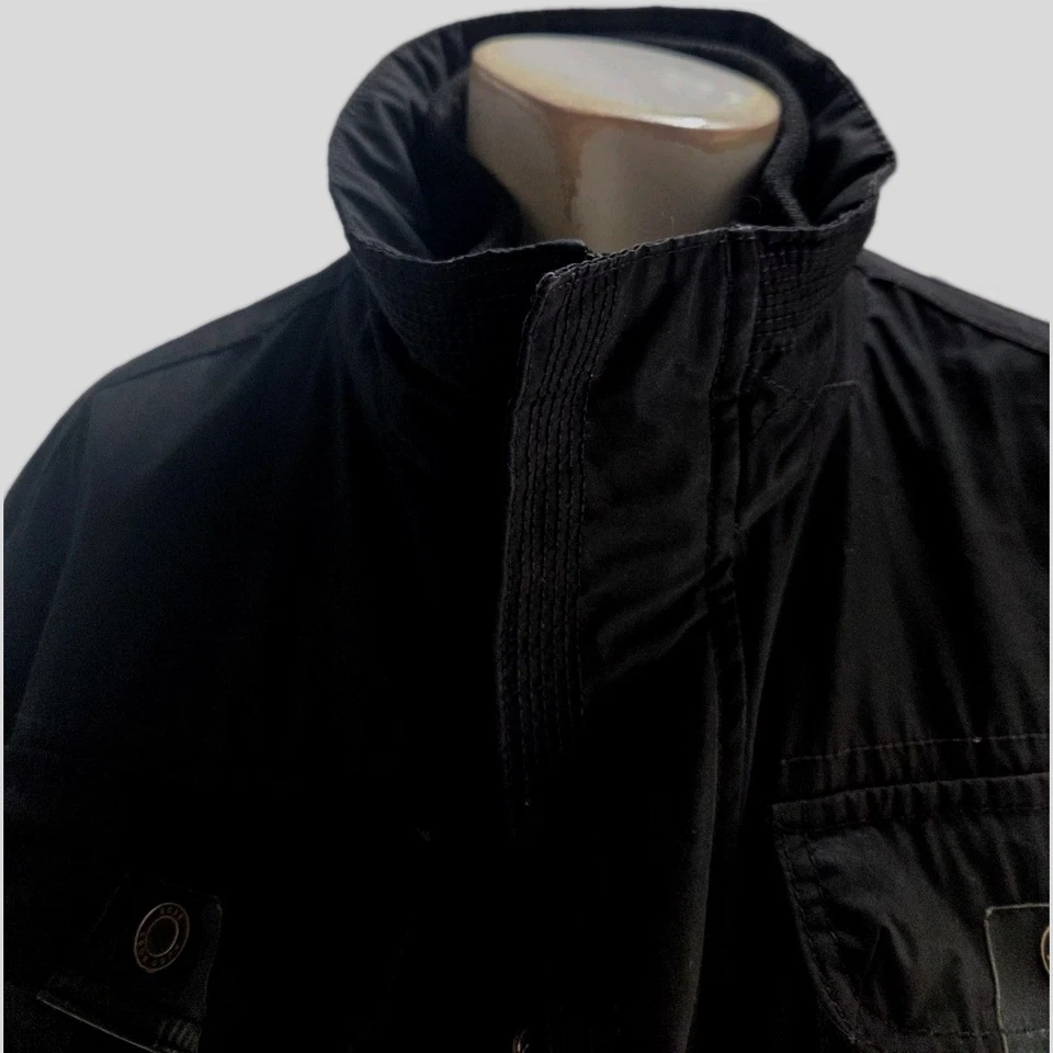 Hugo Boss Men's Coat 38R Cosey Polyamide Twill Leather Trim Field Surplus - Image 4 of 4