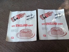 VINTAGE LOT OF 2 NEW ENGLAND SYRUP AD PAPER ADVERTISIMENTS SIGN MAPLE