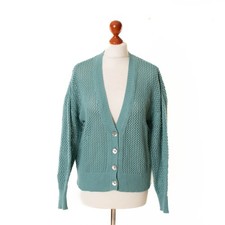 Cardigan femme FTC bleu-vert 30% cachemire 70% coton bio taille S 13470