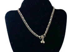 Anklet Silver Tone Heart Signed PC Artisan Hand Crafted Belly Dancer Vintage 