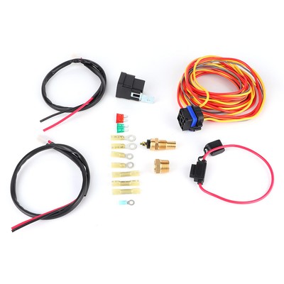 Electric Cooling Fan Wiring Harness Kit Dual Single 165/185 W/Thermostat 40 LIF