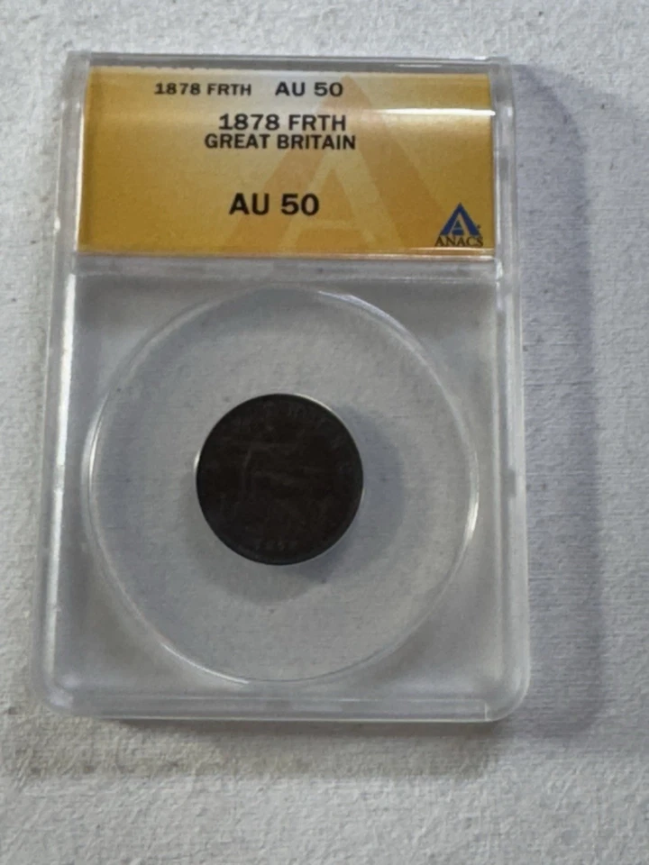 1878 Great Britain Farthing Graded AU 50 by ANACS - Image 4 of 4