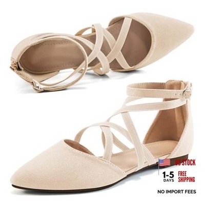 Womens Ballet Flats for Wedding: Comfortable Dress Work Flat 8.5 Beige-suede