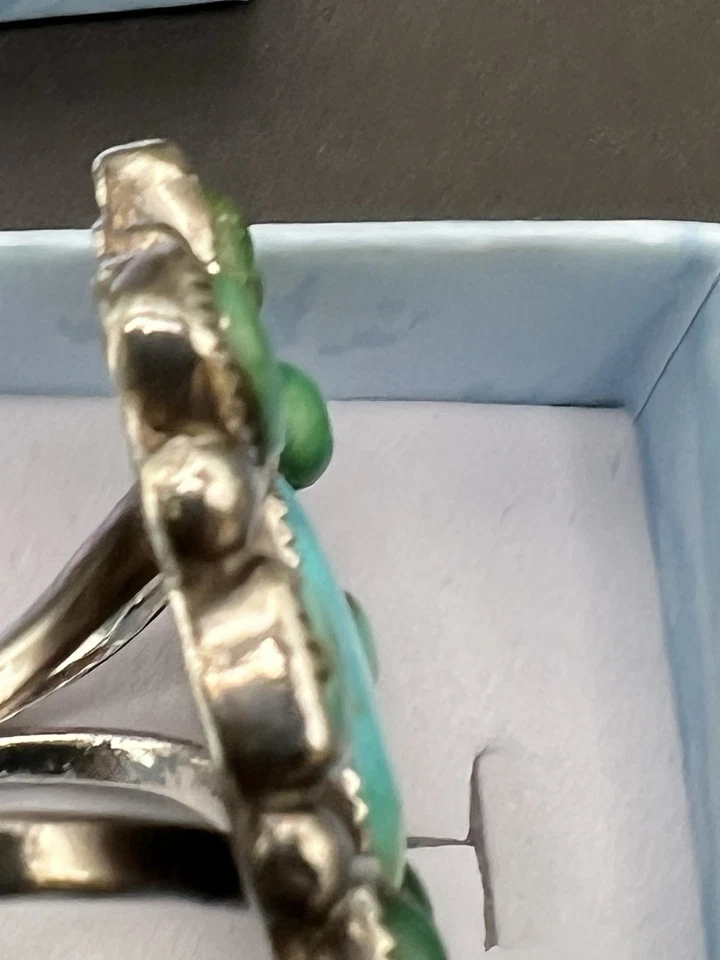 Anillo estilo suroeste con cabujones turquesa-talla 7 1/2-metal sin marca Foto 2 de 4