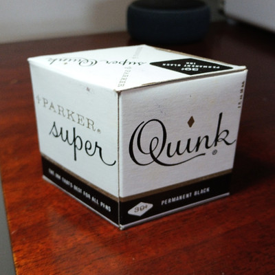 Parker Super Quink Permanent Black Ink Bottle, 2 oz Volume, In Box ~Full Bottle