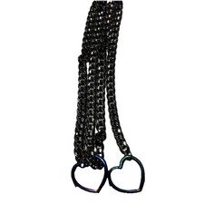 Womens Heart O-Ring Slip Chain Necklace, Punk Rock Stainless Steel Cuban Long...