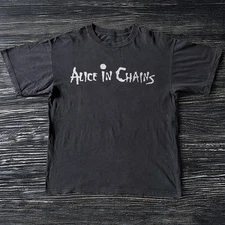 HOT! Alice in Chains Classic Logo Black Cotton T-shirt
