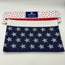 Stars  Stripes July 4th American Flag USA 14" x 72" Table Runner Linen NEW