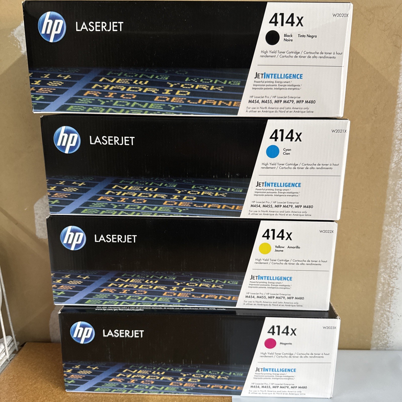 HP 414X High Yield Toner Set Black Cyan Yellow Magenta W2020X-23X - Full Set