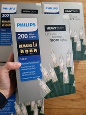 Philips Heavy Duty 200 Mini Christmas Lights Clear Indoor Outdoor Green Wire