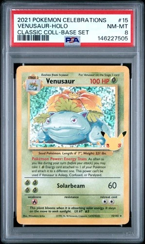2021 POKEMON CELEBRATIONS CLASSIC COLL #15 VENUSAUR-HOLO PSA 8