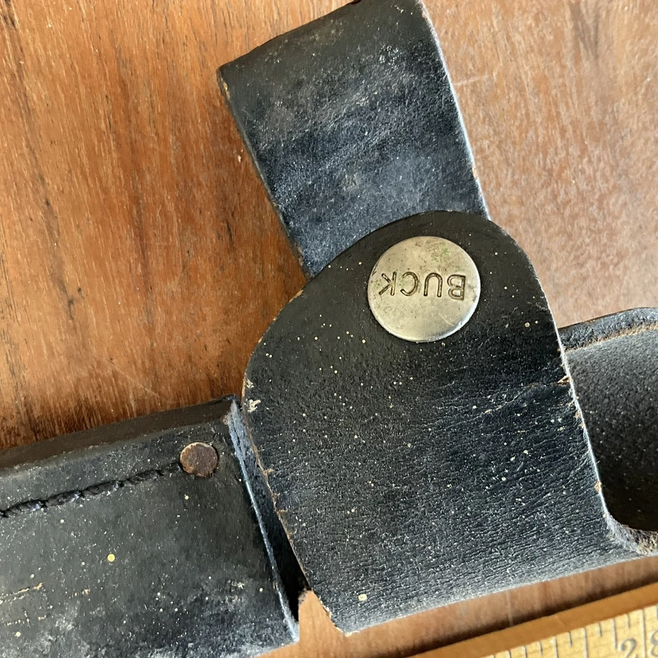 Cinturón de cuchillo de cuero negro Buck 119 vintage SOLO FUNDA  Foto 2 de 3