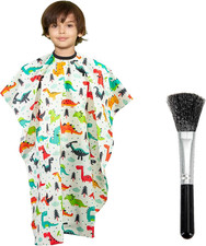 Kids Haircut Cape and Neck Duster Brush Set with Dinosaur Pattern Kids Barber