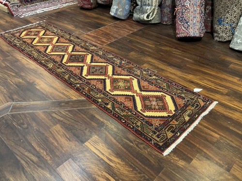 On Sale Hand Knotted Vintage Tribal Geometric Runner Village Rug 2’7x9’11”,#2309 - Picture 2 of 12