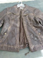 Hannahs Women's Brown Polyurethane Coat Large Preowned