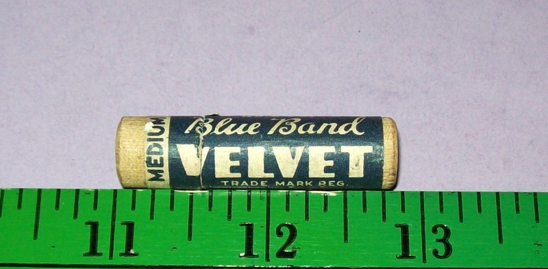 Antique - Blue Band Velvet Thin Black Leads Container - Wooden Case
