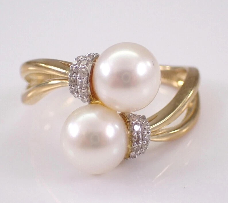 2Ct Round Cut Natural White Pearl Bypass Engagement Ring 14K Yellow Gold Plated - Image 4 of 4