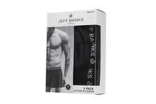6 Boxer Uomo Jeff Banks Medium Neri - Vita Colorata - Cotone Ed Elastan - Taglia 33-35