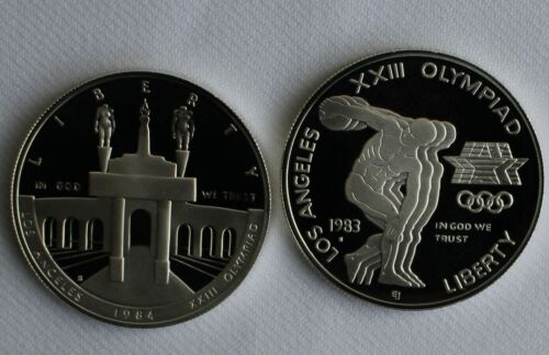 1983 and 1984 S PROOF Olympic Silver Dollar 2 Coin No Box TWO $1 COINS ONLY 90% - Picture 2 of 4