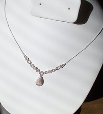 DIAMOND RND NECKLACE PLATINUM OVERLAY STERLING SILVER W/CHAIN 0.25 CTS.  NIB