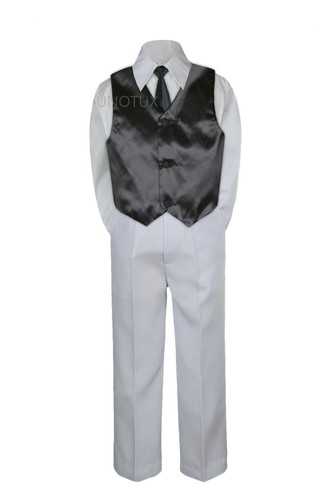 23 Color 4 Pieces White Set Vest Necktie Boy Baby Toddler Formal Tuxedo Suit S-7 - Picture 2 of 24