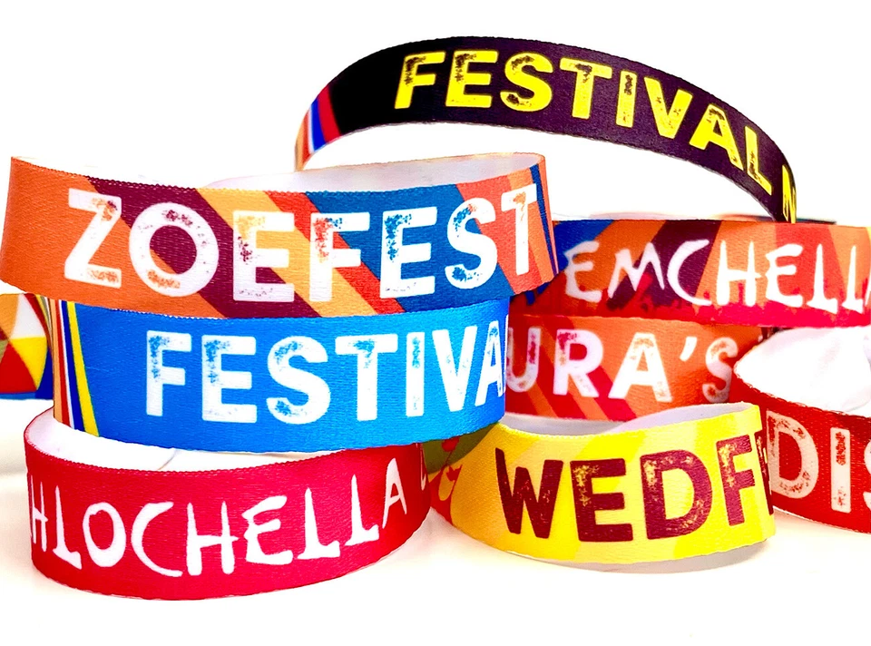 Personalised Party Event Wristbands  - Customised Festival Fabric Wristbands - Image 3 of 4