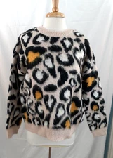 Silverflint Women's Sz M Leopard Animal Pullover Sweater Fuzzy Oversized NWT